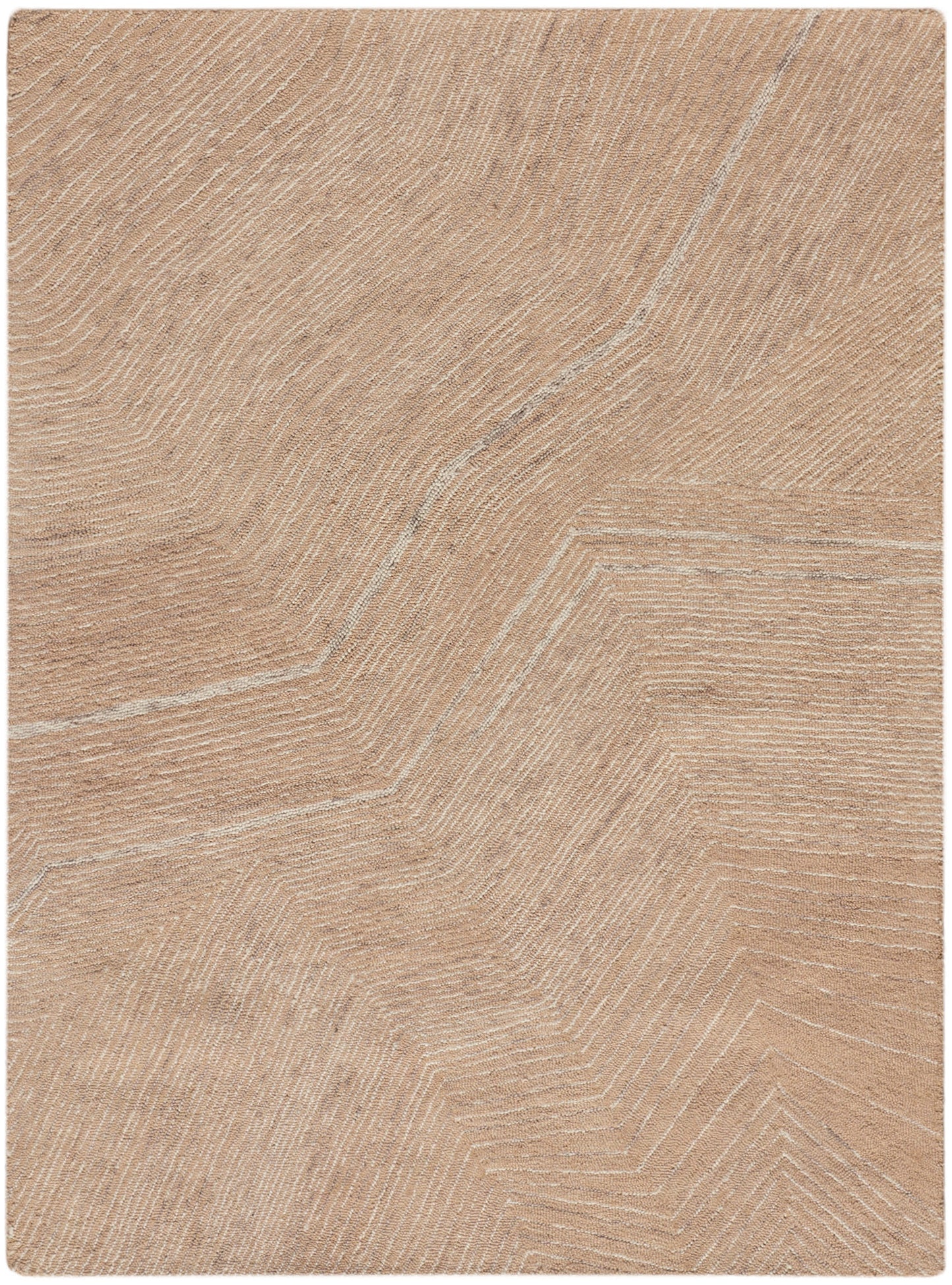 Light beige rug with a subtle chevron pattern.