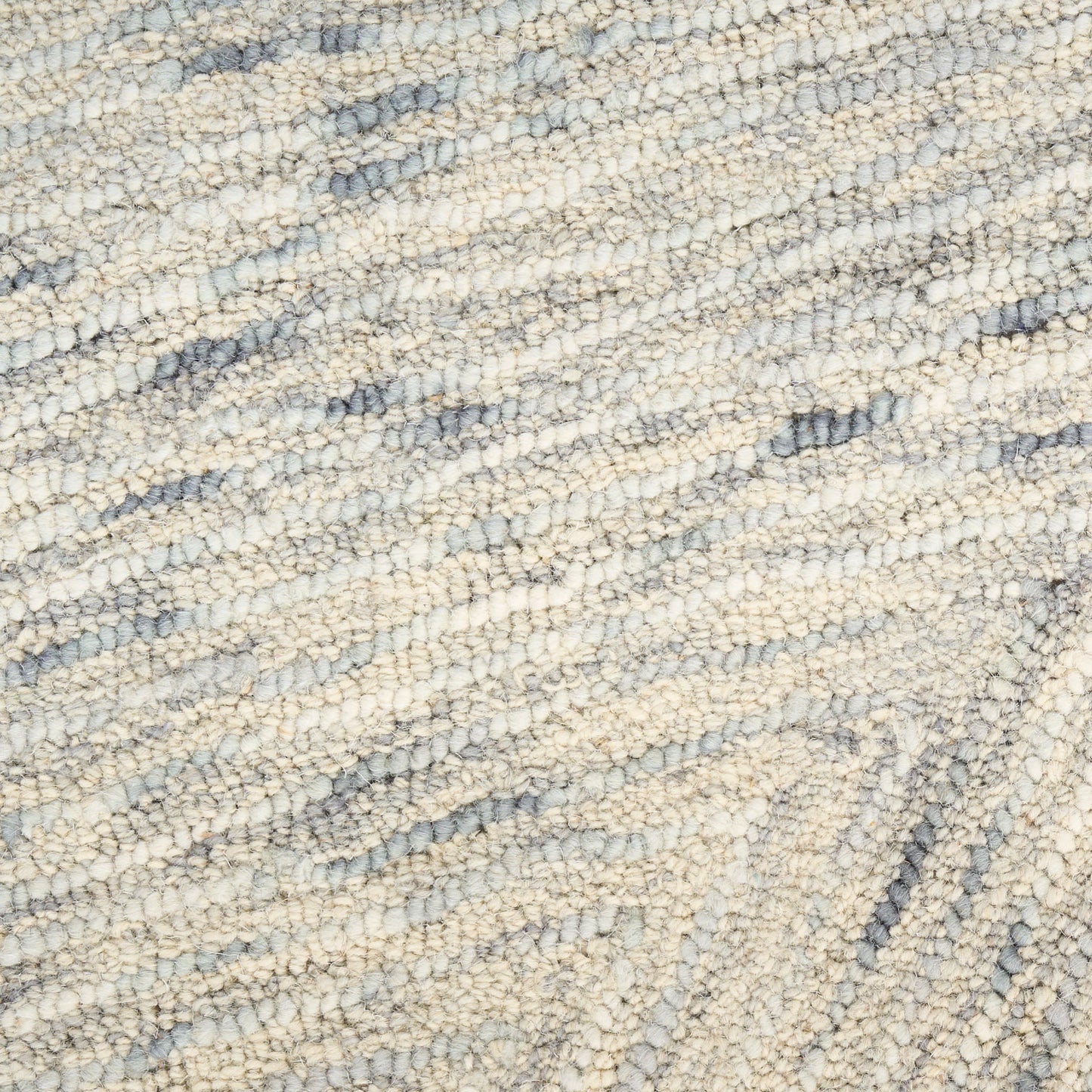 Cream and gray-blue loop-pile area rug with a textured, wavy pattern; modern 4' x 6' rug.