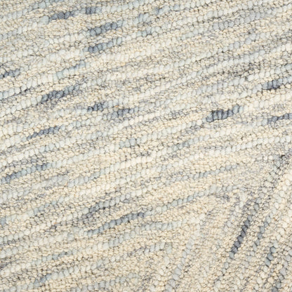 Cream and gray-blue loop-pile area rug with a textured, wavy pattern; modern 4' x 6' rug.