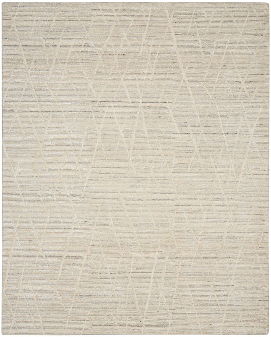 Beige woven area rug with subtle diamond lattice pattern; soft, low-pile texture for neutral decor.