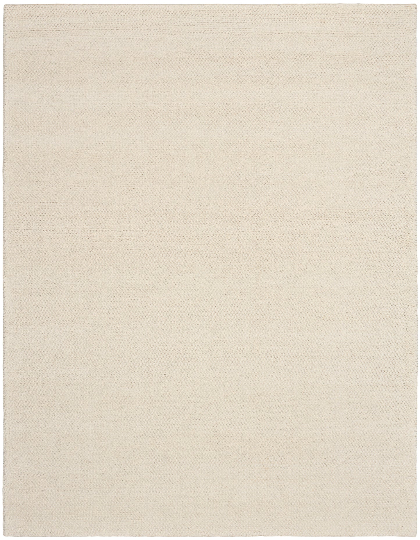 Cream-colored woven rug, rectangular with a subtle textured weave.