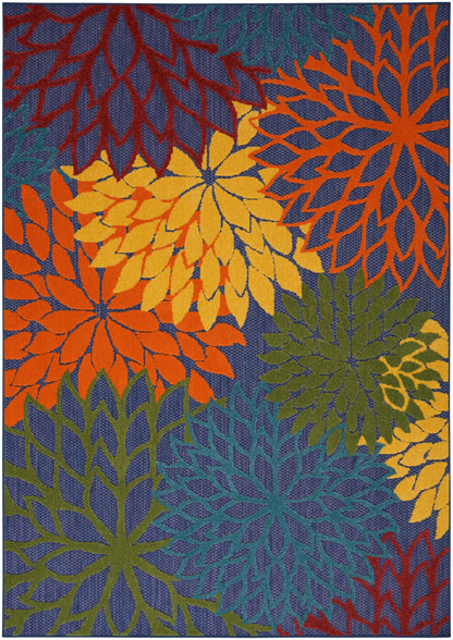 5x8 Navy Nourison Aloha area rug with multicolor pattern, durable indoor outdoor rug for living rooms, bedrooms, patios, and high-traffic spaces, versatile decorative rug for modern, coastal, or eclectic home décor.