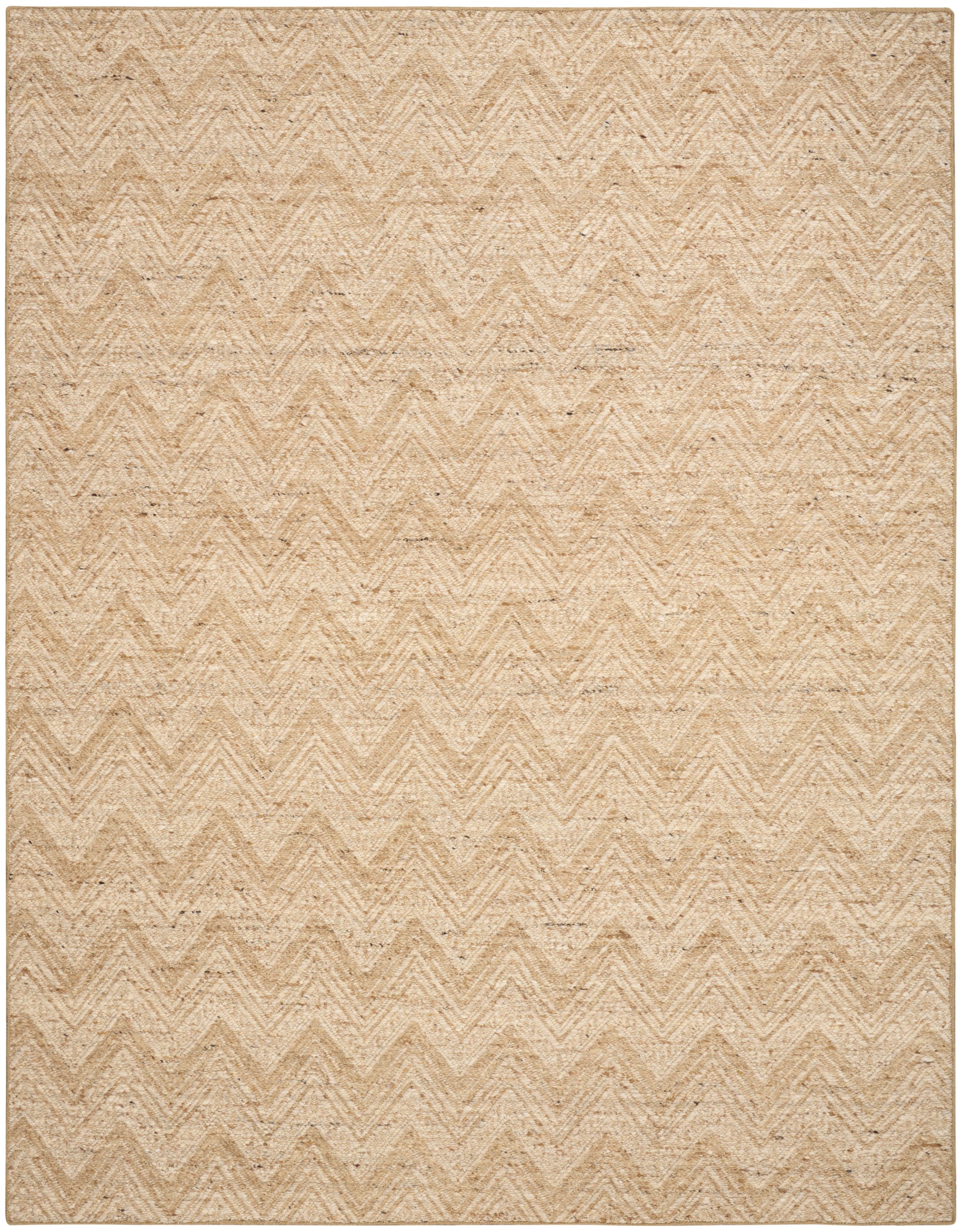 Natural beige chevron woven rug with jute-like fibers, rectangular textured area rug for living spaces