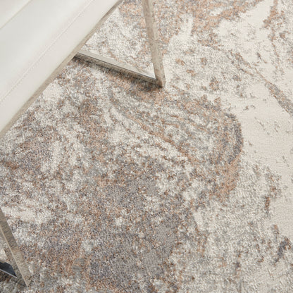 Cream rug with a beige-gray abstract pattern, 4' x 6'.