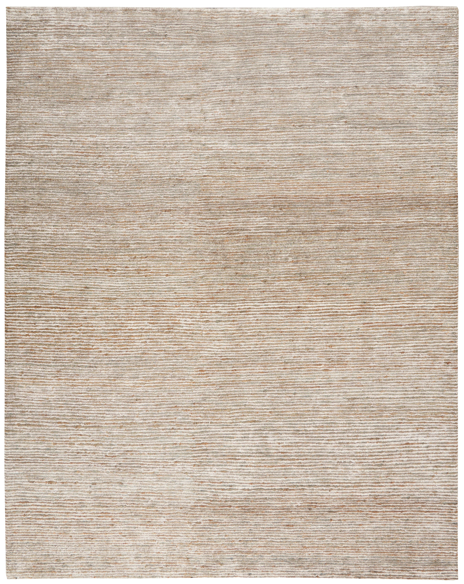 Beige flat-weave rug with subtle horizontal rib texture; rectangular, neutral modern accent for living room.