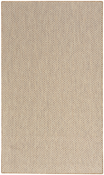 Beige rug with a subtle diamond lattice pattern.
