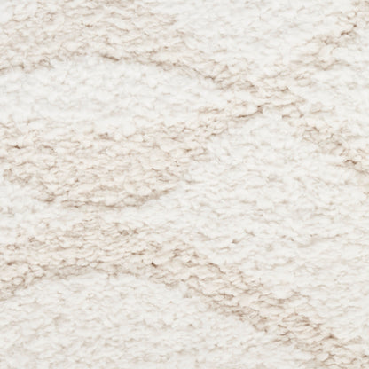 Cream beige plush shag rug with dense, fluffy fibers and a cozy, soft texture.