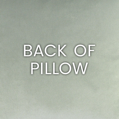 Back of pillow in pewter fabric with subtle texture.