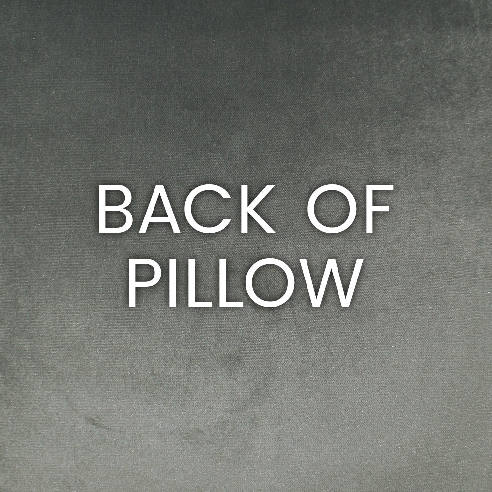 White 'BACK OF PILLOW' text on a gray gradient background, indicating the pillow's backside.