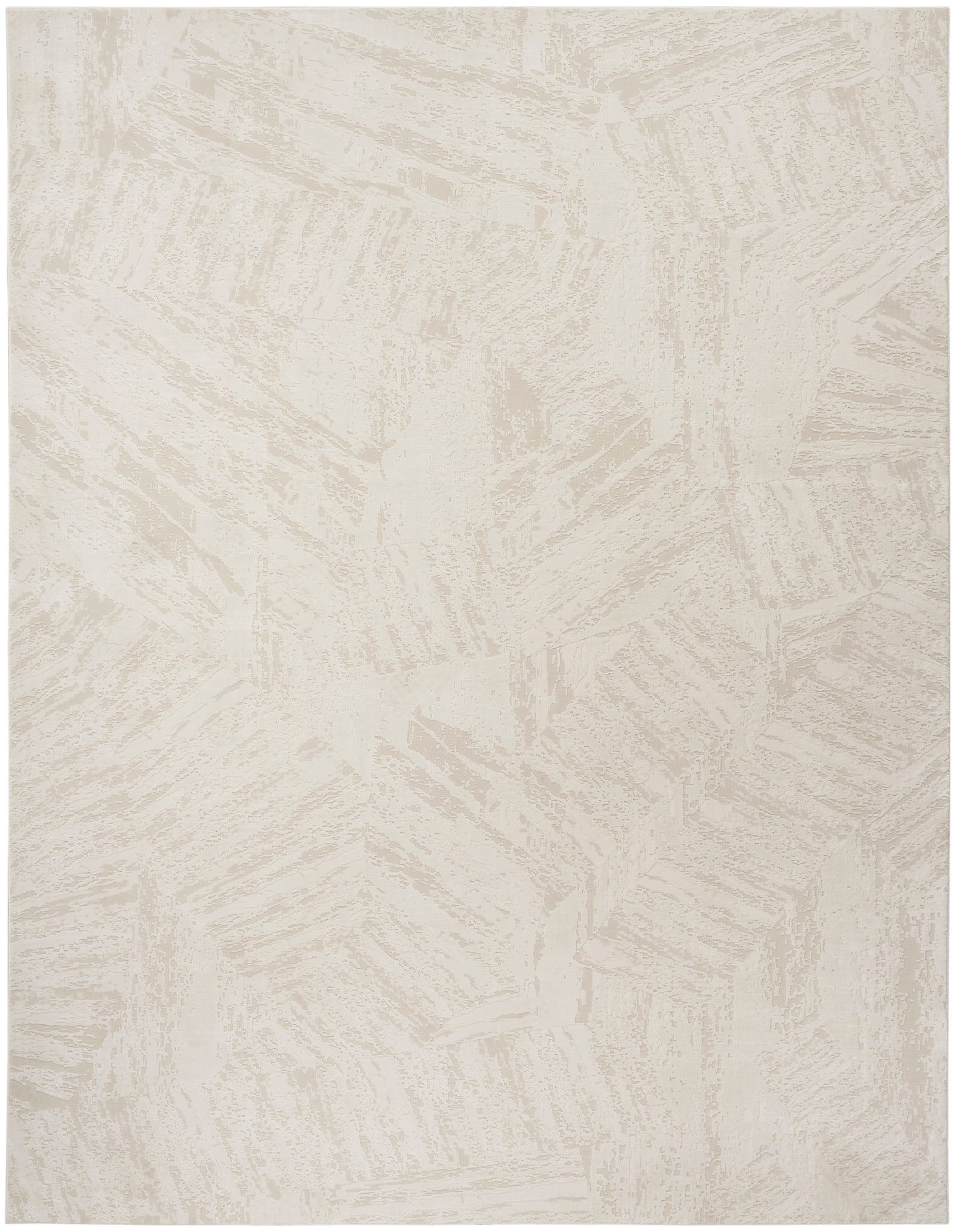 Cream textured area rug with subtle abstract brushstroke pattern in soft beige tones; versatile modern home decor.