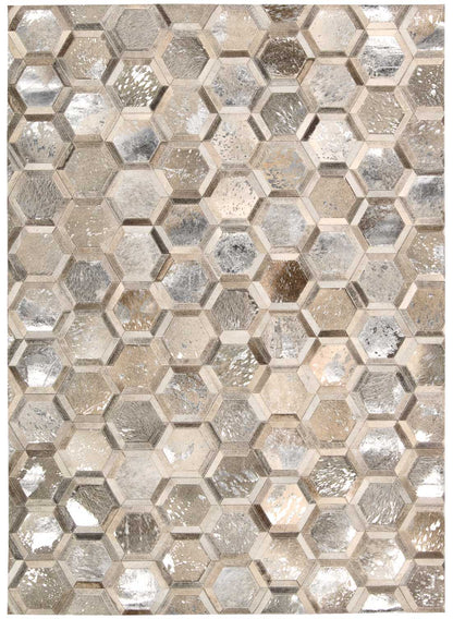 Modern area rug with a subtle geometric pattern in neutral tones, 8' x 10'.