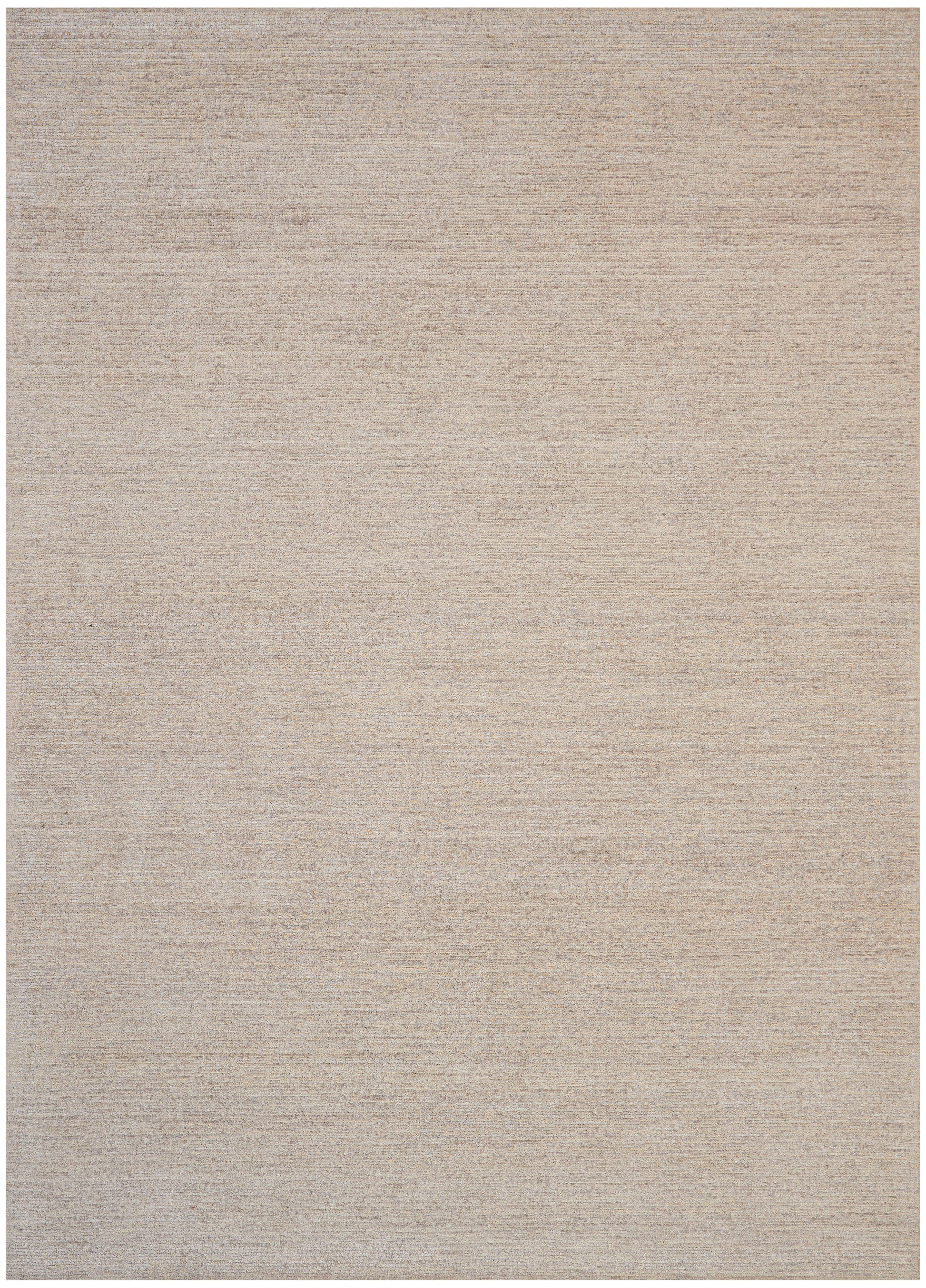 Soft beige textured area rug with subtle tonal shading; flat-woven, neutral decor for living spaces.