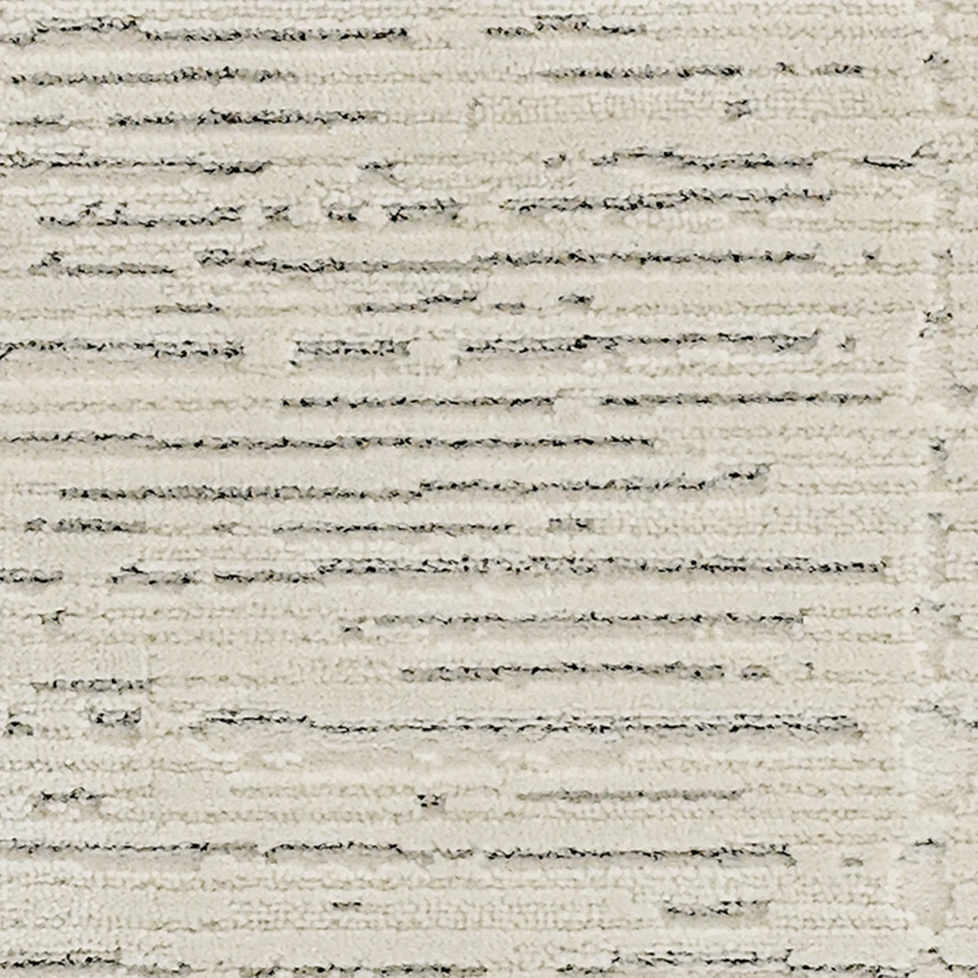 Cream textured area rug with subtle taupe linear stripes; modern flat-weave design for living room.