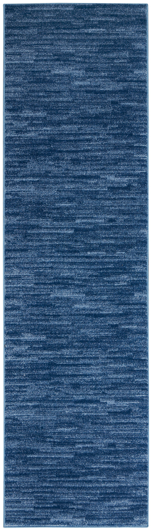 Blue textured outdoor rug runner; rectangular, low-pile.
