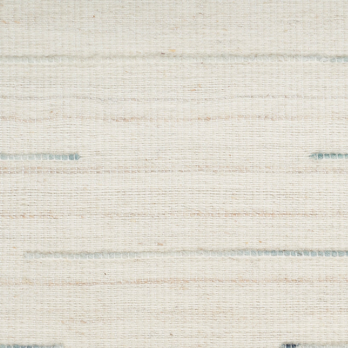 Cream woven fabric with pale blue horizontal stripes; linen-like upholstery textile.
