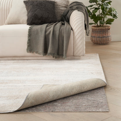 Neutral 12' runner rug in beige and cream tones with subtle gray accents.