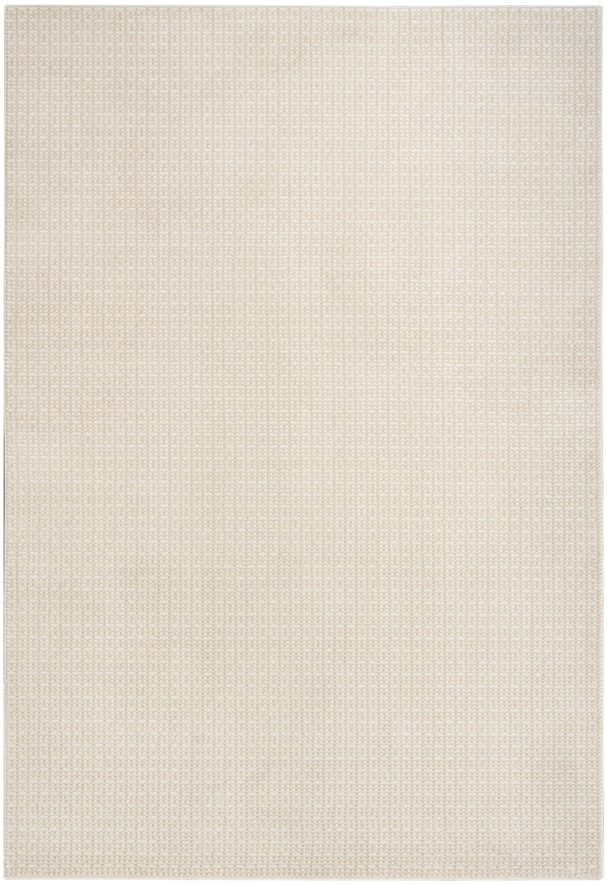 Beige woven rug texture with a subtle grid pattern.