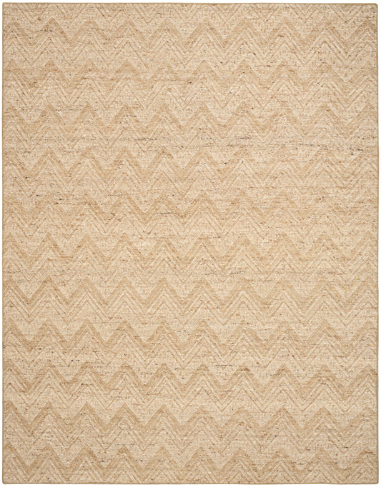 Beige natural-fiber rug with subtle chevron zigzag pattern; rectangular, woven texture for casual décor.