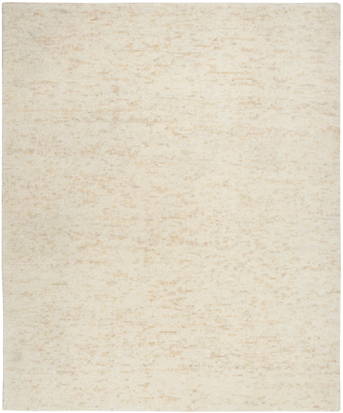 Beige textured rectangular rug with subtle mottled pattern; neutral woven look, short pile.