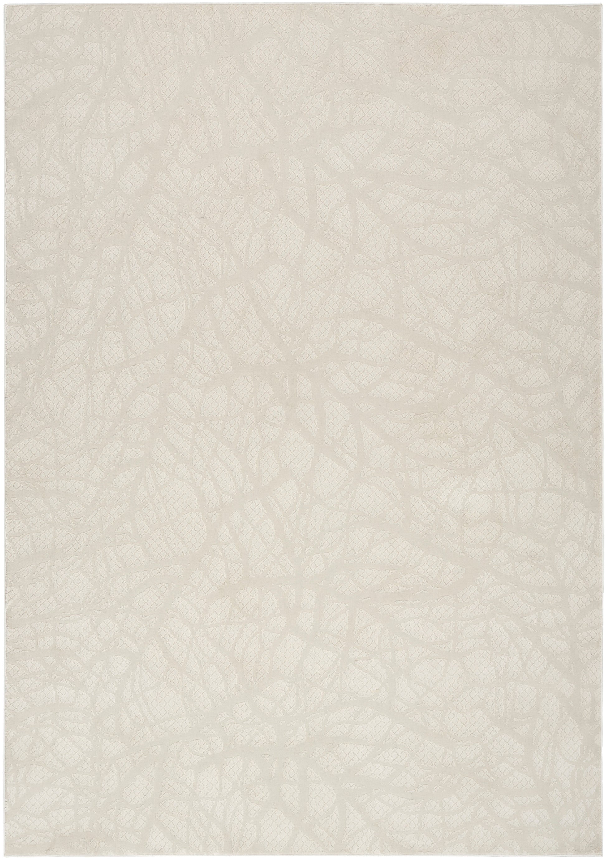 Cream beige rug with a subtle irregular pattern and a soft matte finish.