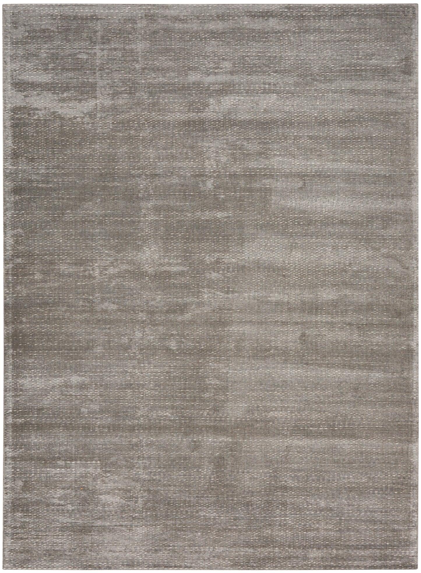 Gray rectangular rug with a subtle distressed texture and soft, muted tones; contemporary, versatile decor.