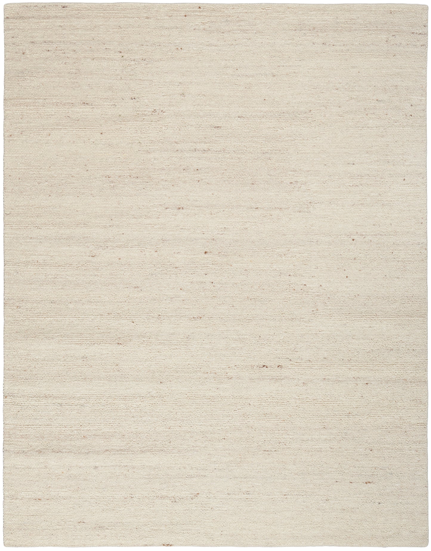 Beige woven flatweave rug with natural texture and tiny specks; rectangular area rug for living room.