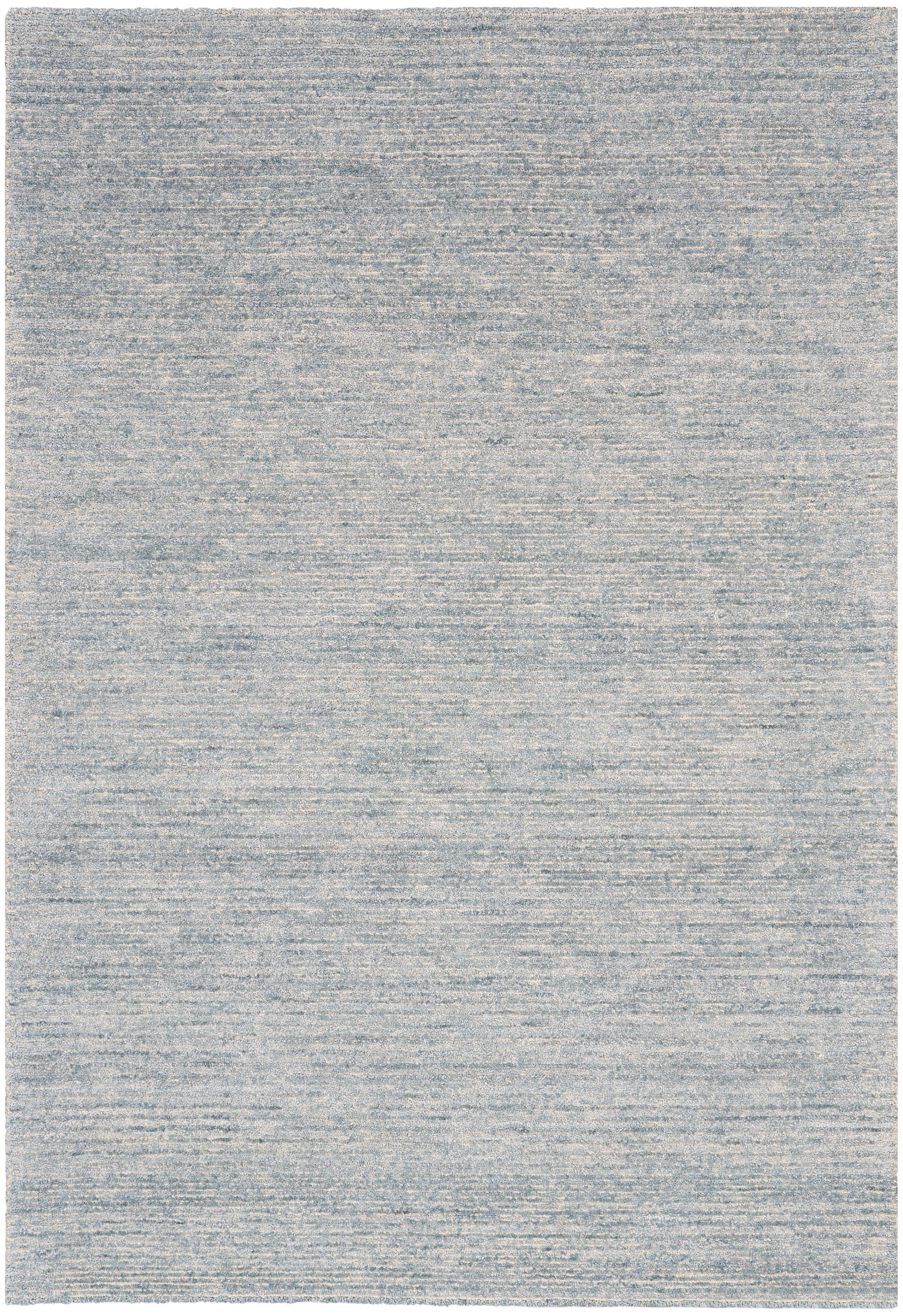 Rectangular grey-blue marled rug with subtle texture, modern casual area rug for living room or bedroom.