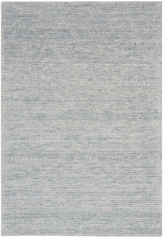 Rectangular grey-blue marled rug with subtle texture, modern casual area rug for living room or bedroom.