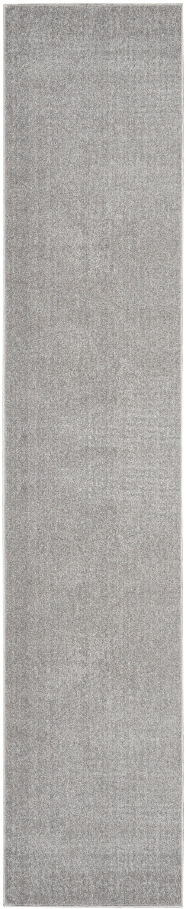 Light gray outdoor runner rug with soft, textured pile.