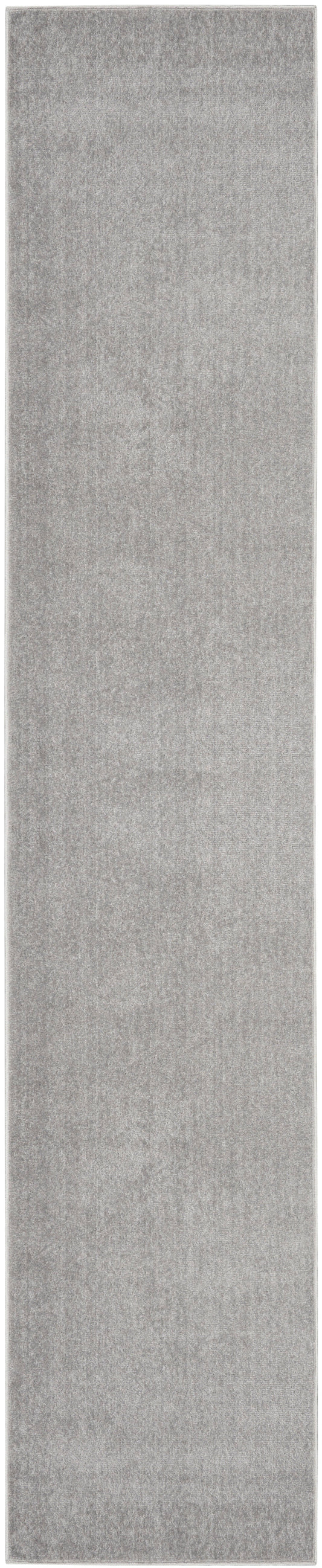 Light gray outdoor runner rug with soft, textured pile.