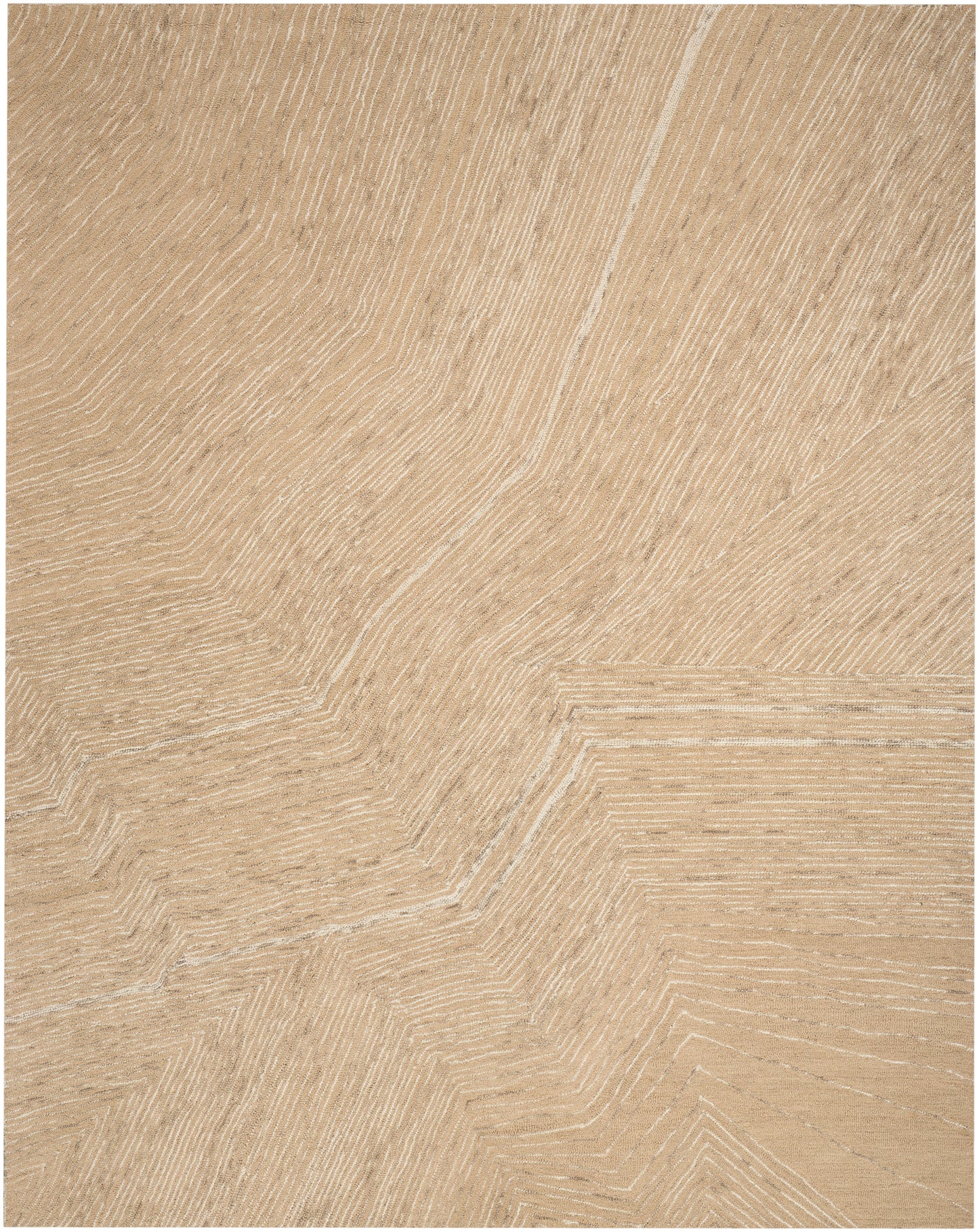 Beige rug with a warm herringbone pattern.