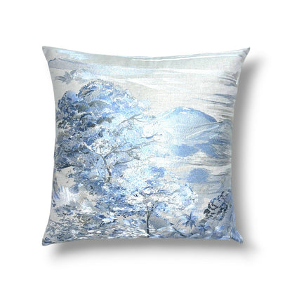 20" Serenity (Blue, Beige, Taupe) Embroidery, Linen Blend Pillow Cover in Holly Hunt Lake Como – Serenity Fabric