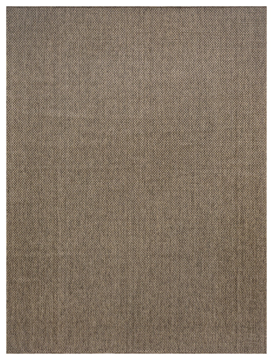 Rectangular brown woven rug with tight, speckled texture in natural earthy tones.