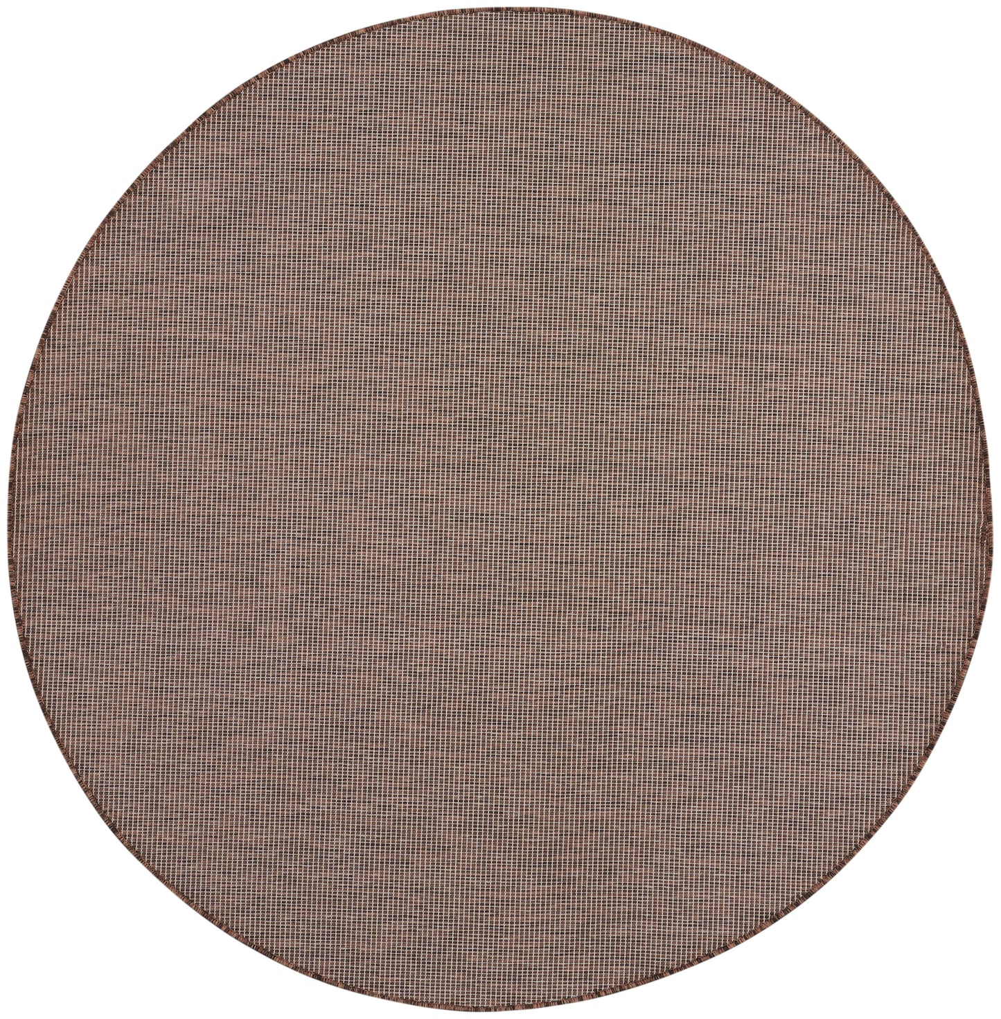 Brown round rug with a fine grid texture; 8 ft diameter.