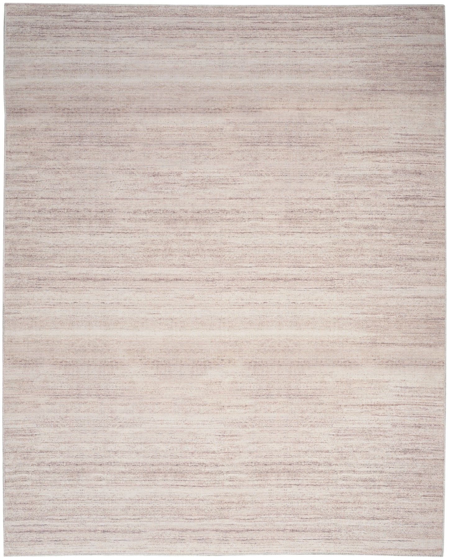 Light beige rectangular rug with subtle horizontal banding and a soft, neutral finish.