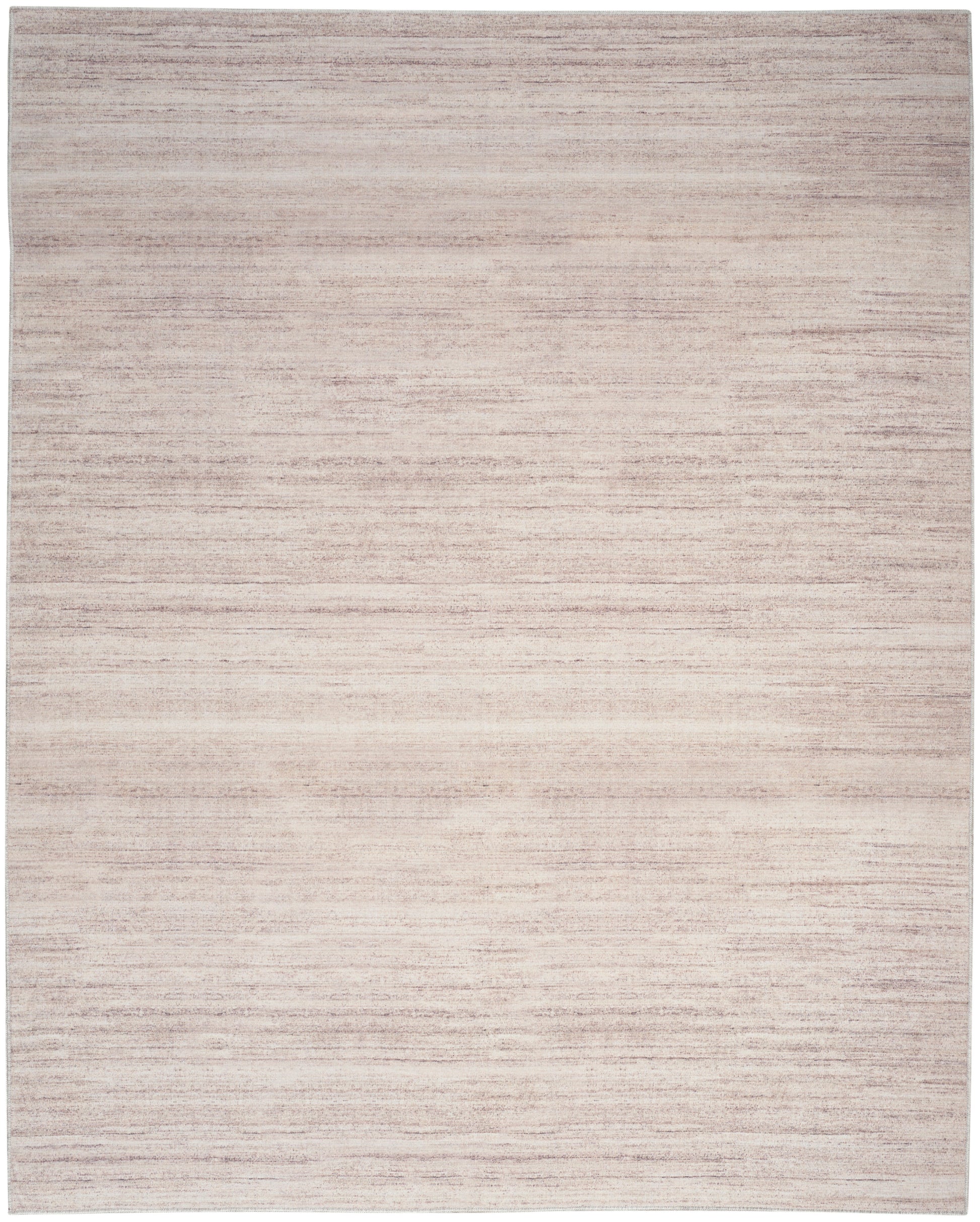 Light beige rectangular rug with subtle horizontal banding and a soft, neutral finish.