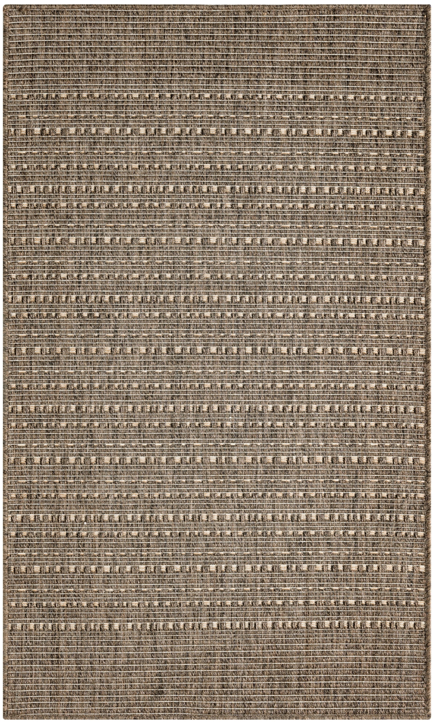 Rectangular neutral brown-beige woven area rug with subtle horizontal striped texture.