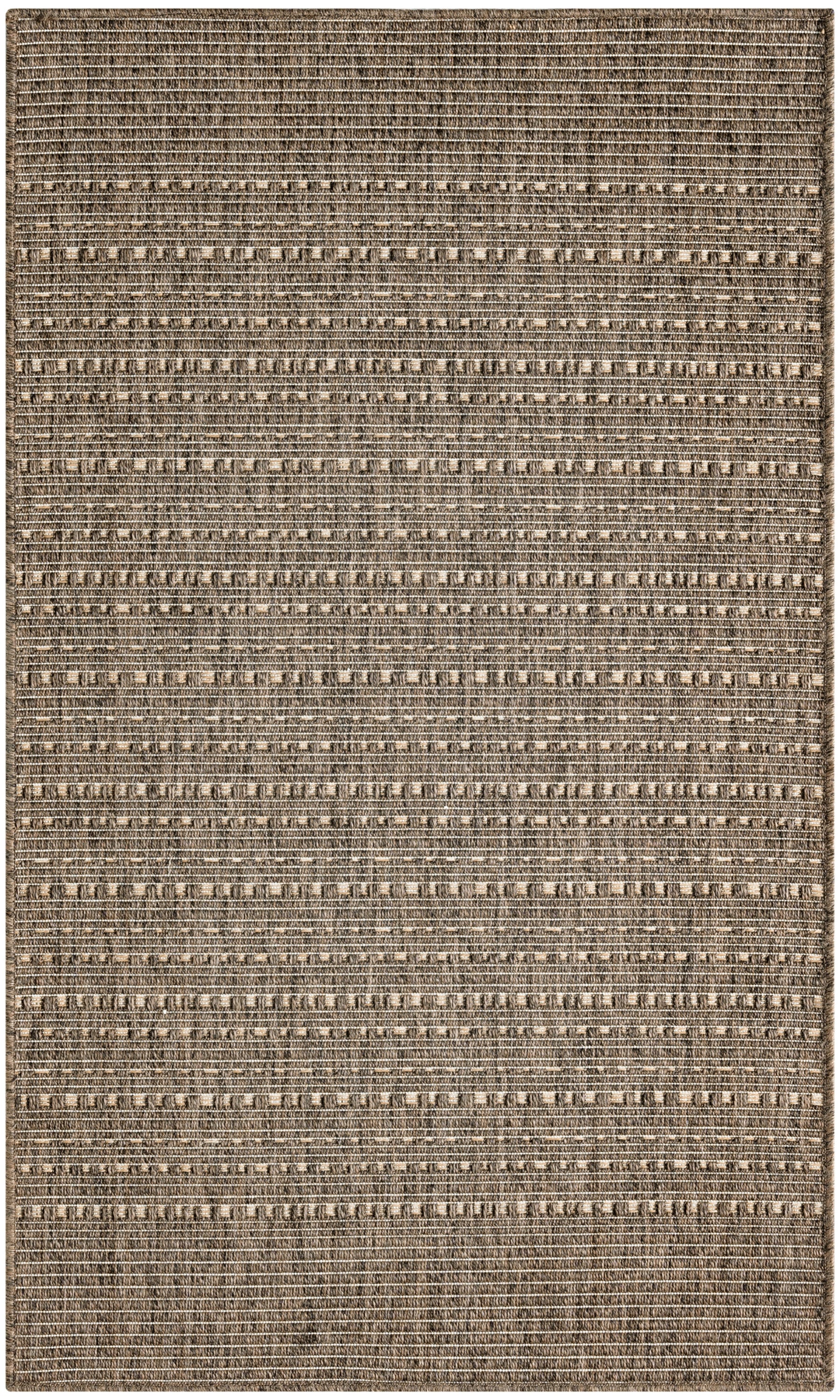 Rectangular neutral brown-beige woven area rug with subtle horizontal striped texture.