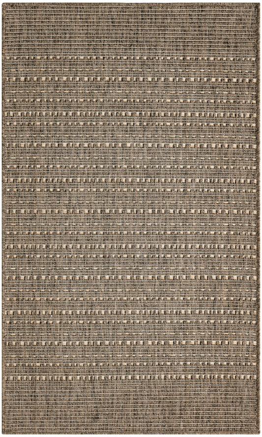 Rectangular neutral brown-beige woven area rug with subtle horizontal striped texture.