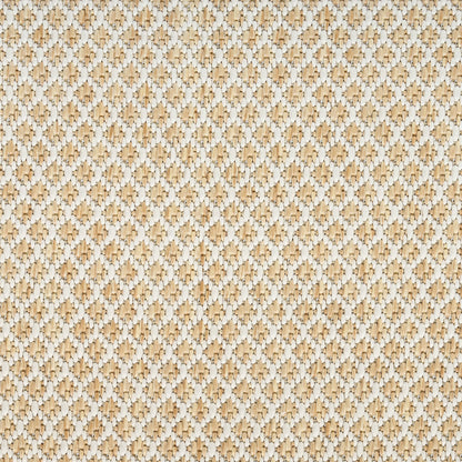 Beige natural-fiber woven fabric with a subtle diamond lattice pattern; textured jute/sisal rug look.