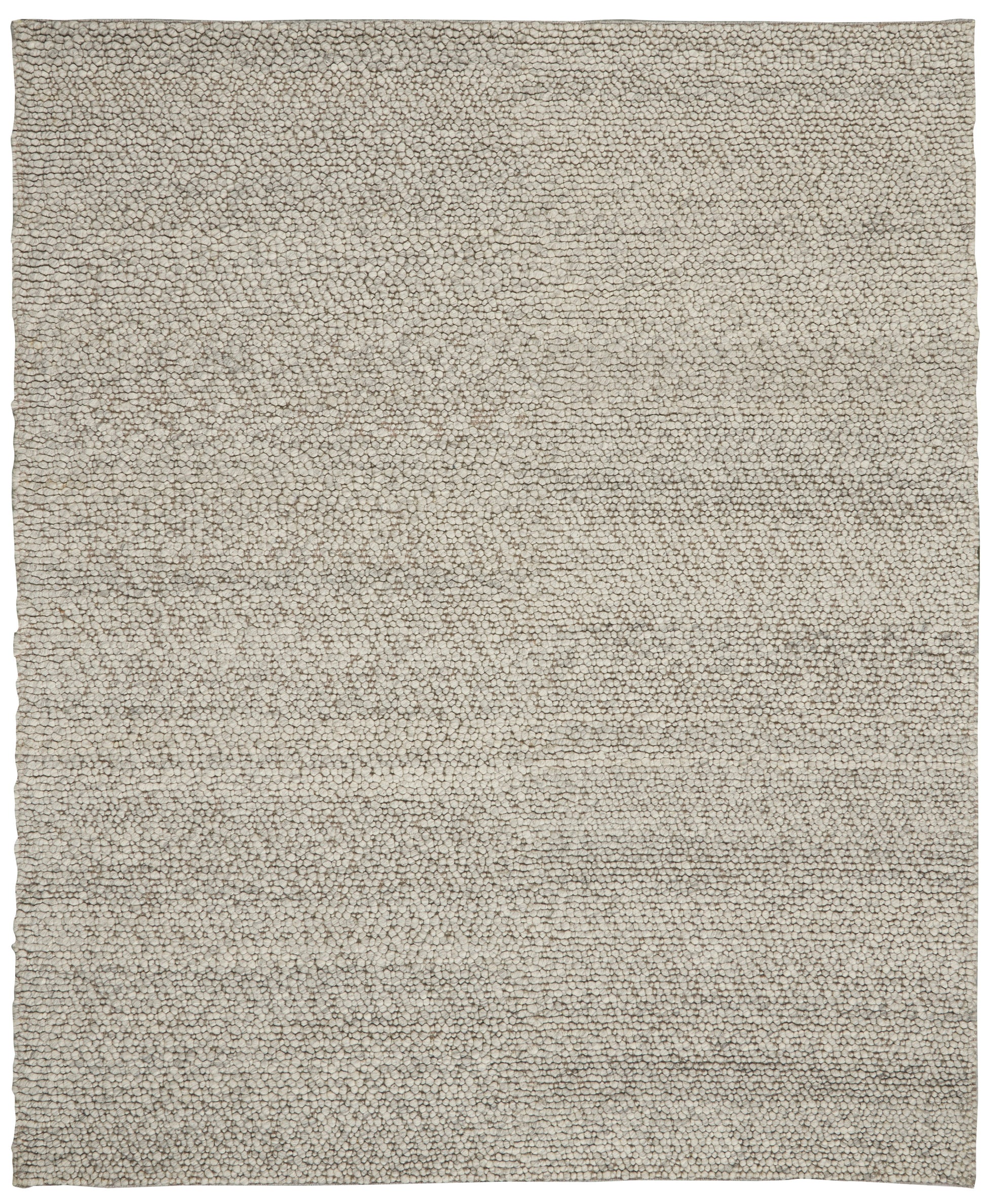 Beige boucle shag rug, rectangular, soft dense pile, neutral floor decor for living room.