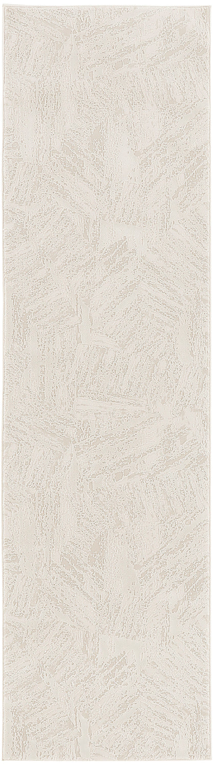 Beige textured wallpaper swatch with subtle botanical leaf pattern, vertical panel.