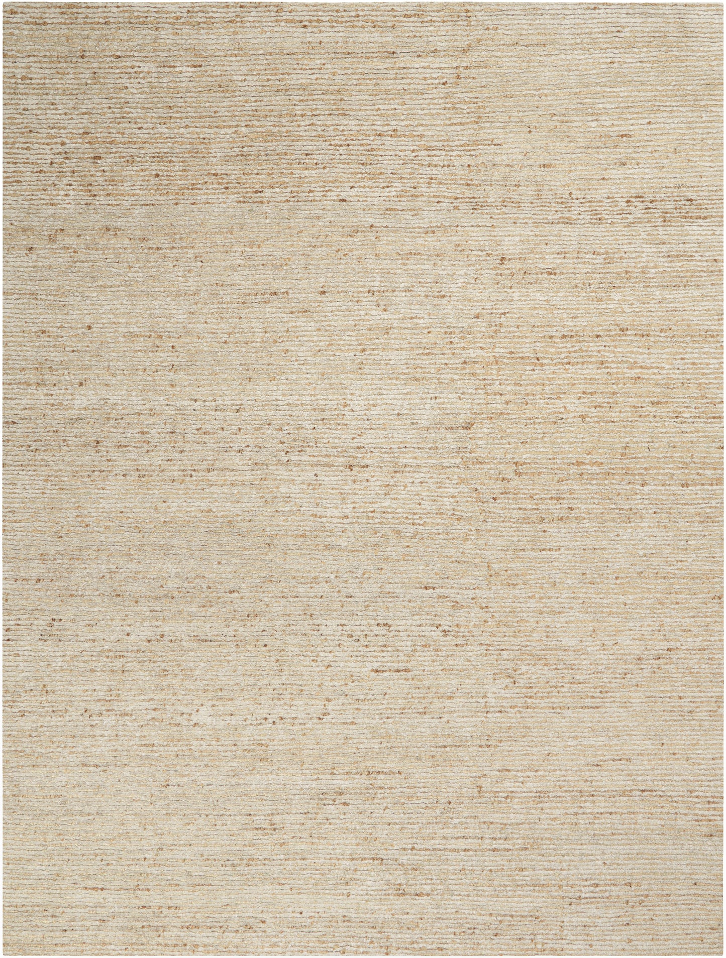 Beige rectangular rug with subtle horizontal bands; woven natural fiber look, ideal neutral living room rug.