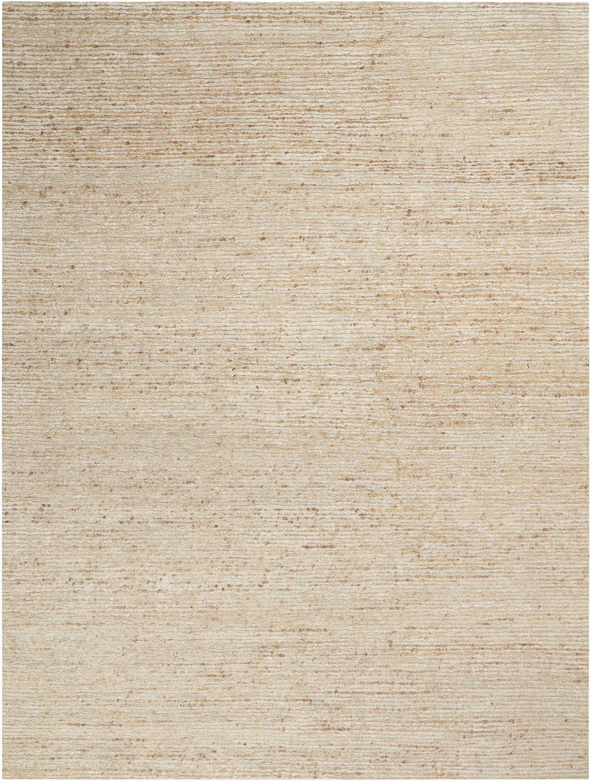Beige rectangular rug with subtle horizontal bands; woven natural fiber look, ideal neutral living room rug.