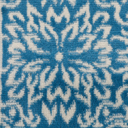 Solid light blue rectangular rug runner in farmhouse style.