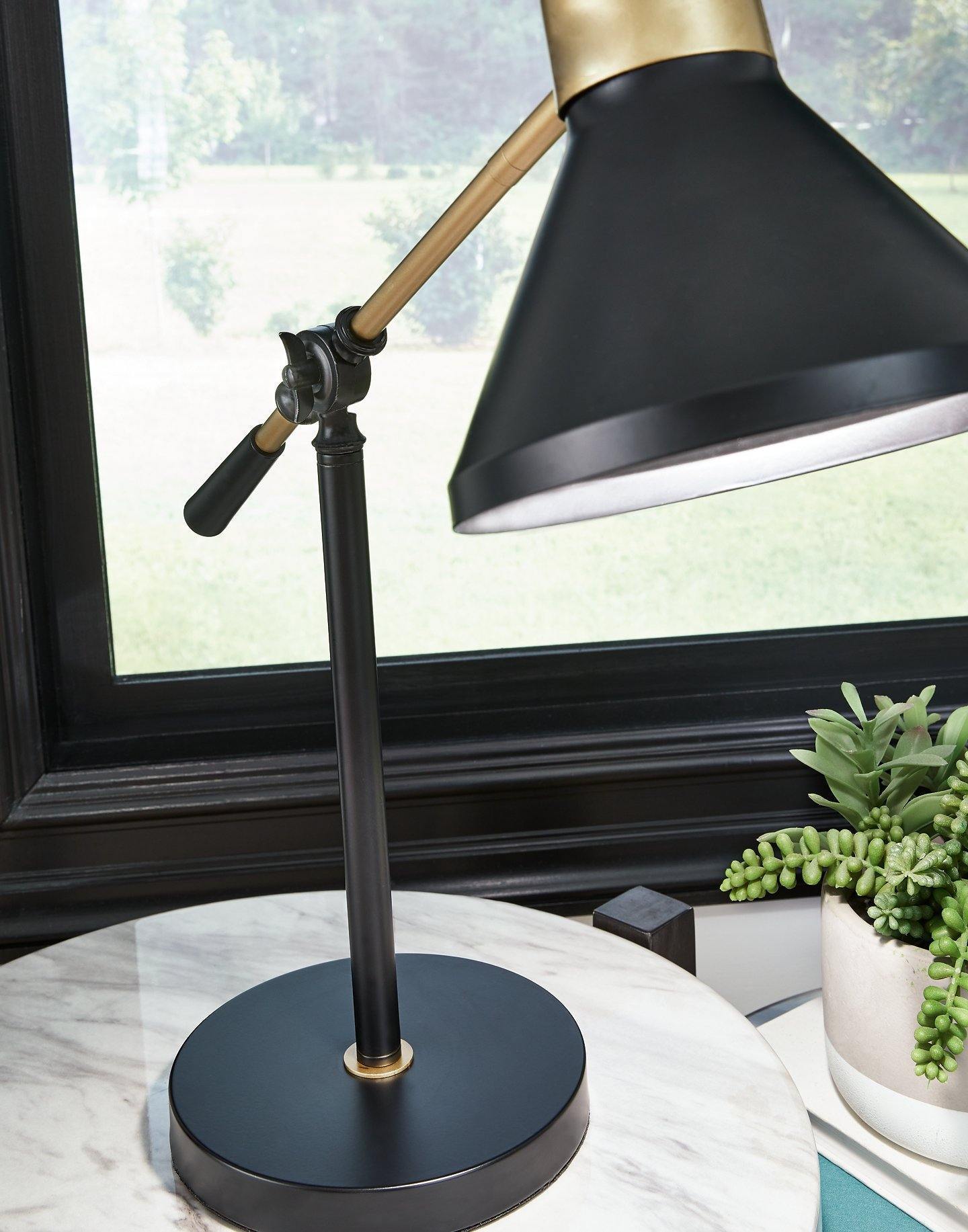 Black & Gold Finish Contemporary Desk Lamp