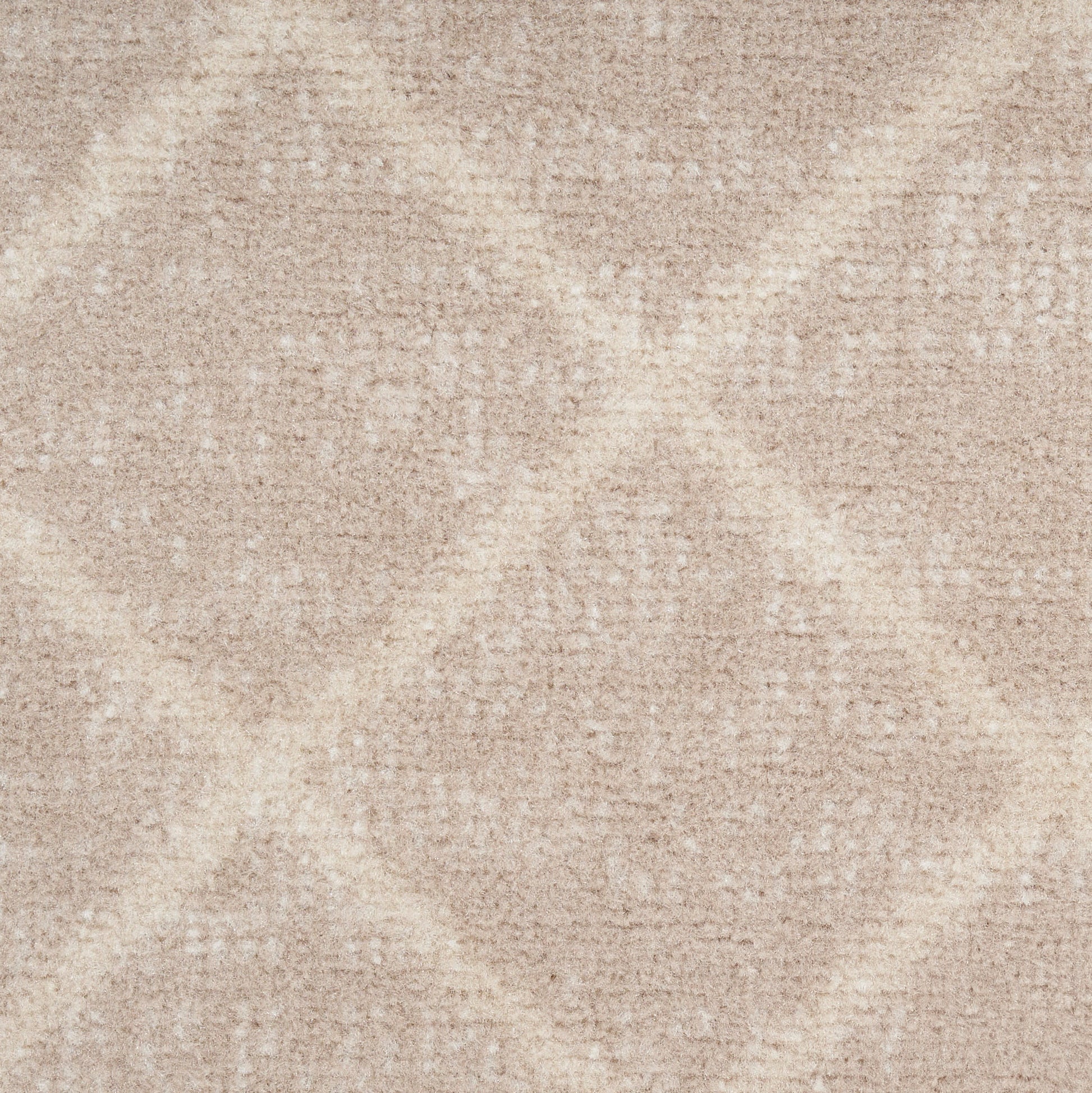 Beige textured rug with a faint diamond and scroll pattern; soft low-pile, neutral home decor rug.