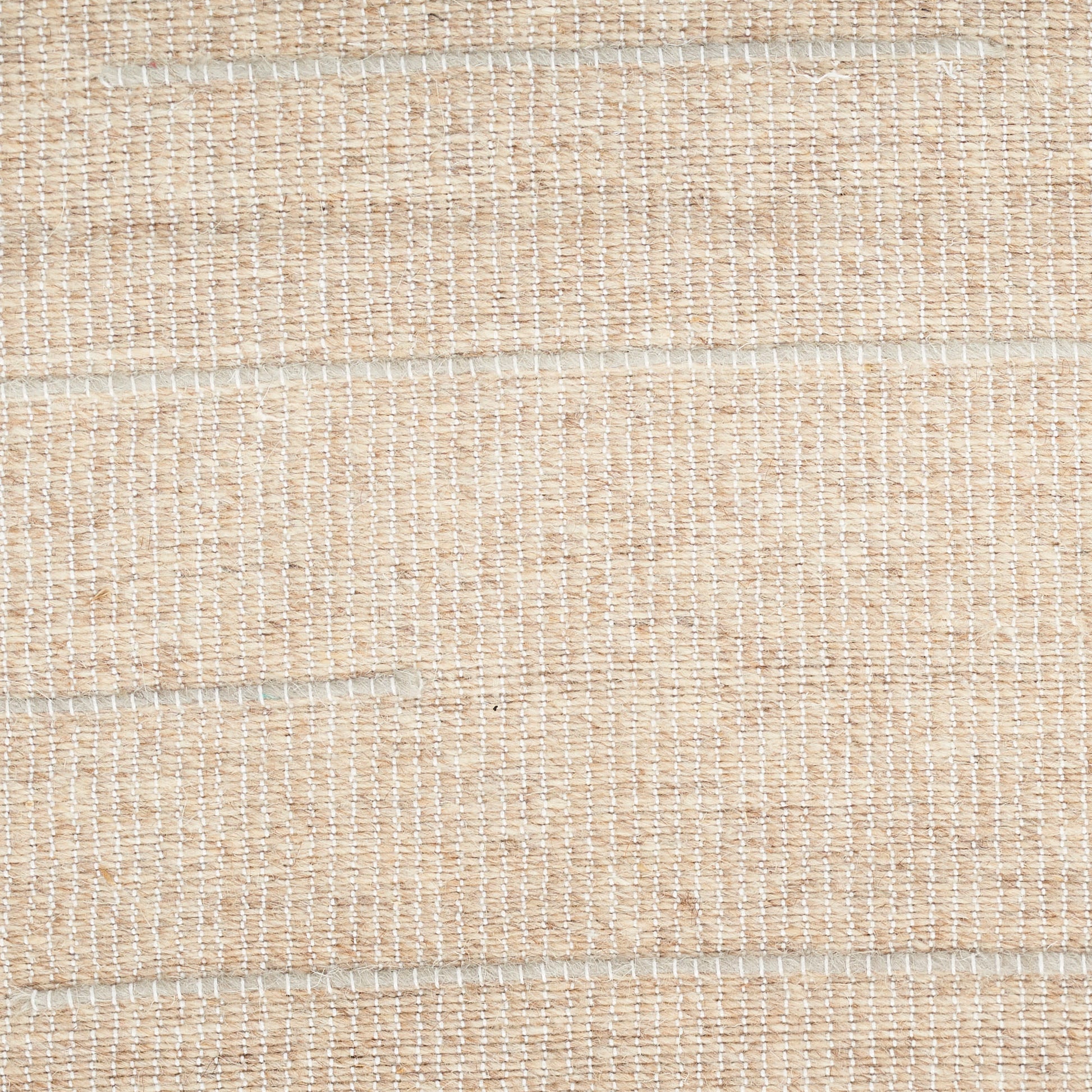 Beige woven natural fiber rug with subtle light gray horizontal stripes.