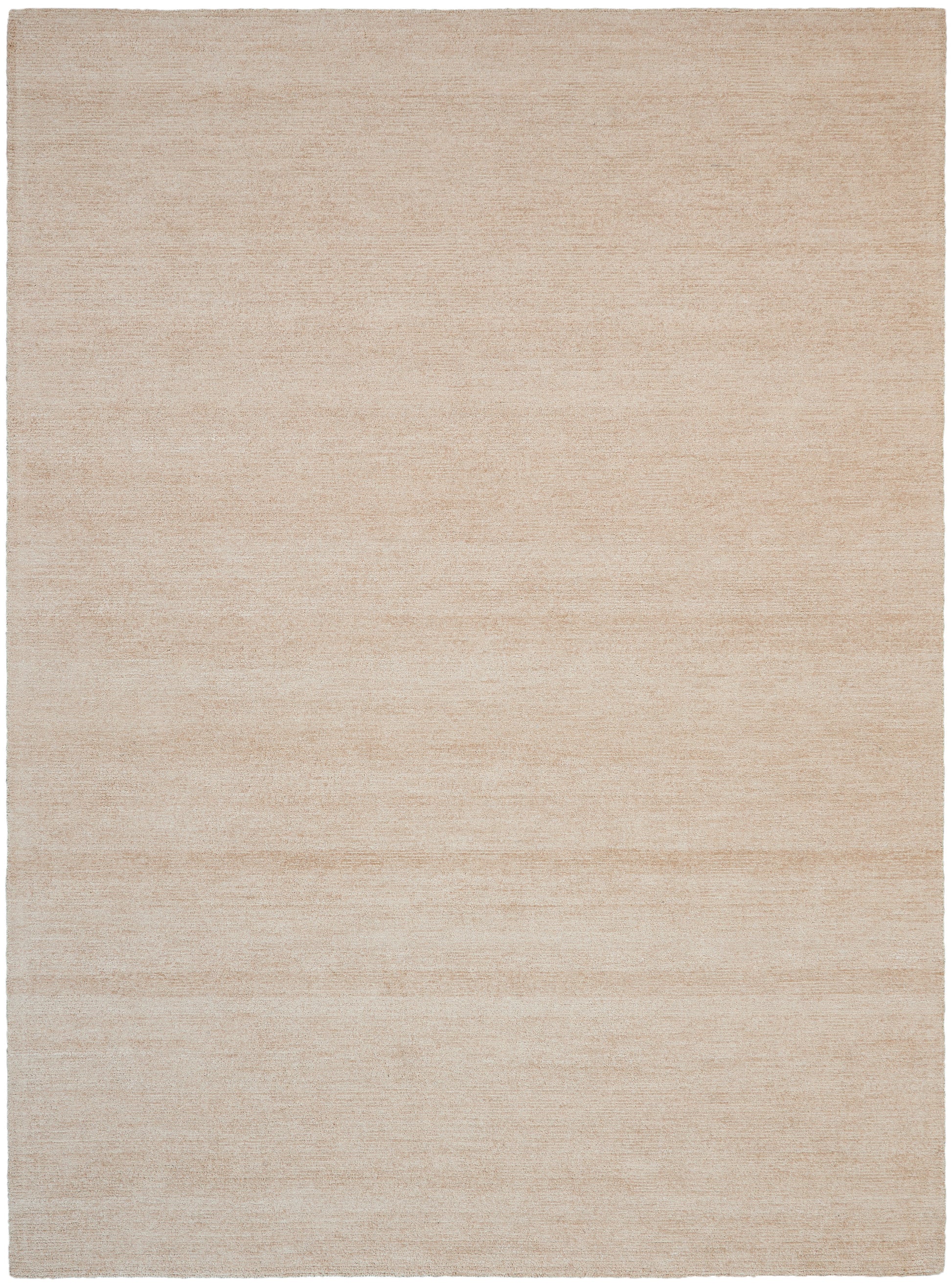 Beige rectangular flat-weave rug (8' x 11') with subtle tonal variation; minimalist, versatile floor decor.