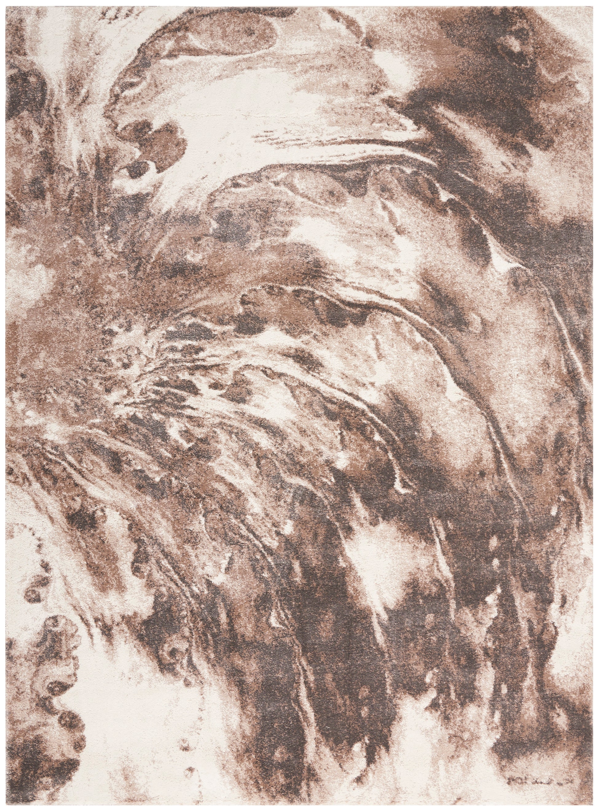 Brown beige marbled abstract pattern with flowing swirls; rustic wall art or textile texture.